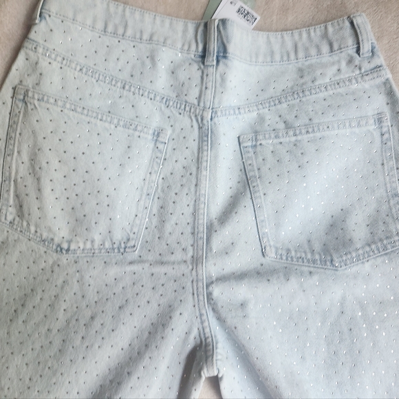 H&M RHINESTONE Embellished Denim Pants Light Denim Blue BNWT - Picture 16 of 16